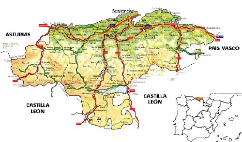 Mapa de Cantabria